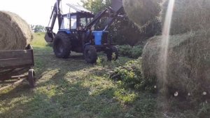 Перевозка сена .мини трактор переломка 4×4