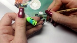 Маникюр. Дизайн ногтей. Неоновые пигменты. Акриловые краски.