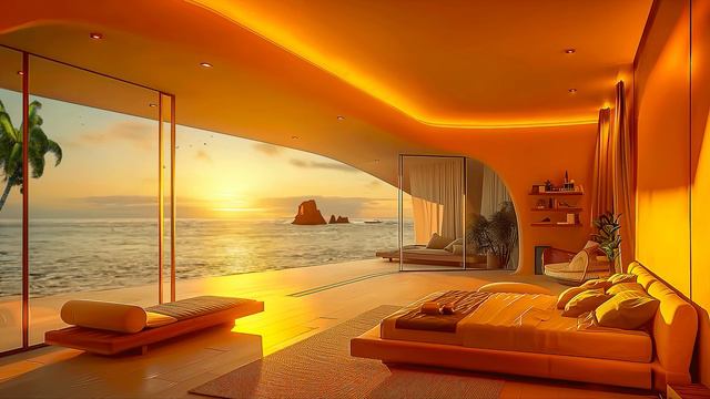 Smooth Jazz Saxophone Music In Cozy Bedroom Ambience At Sunset - Relaxing Jazz Instrumental For Wor