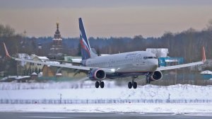 Первый споттинг 2022 года в Шереметьево, посадка самолёта и несколько уже летящих. 19.01.2022