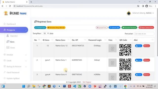 Demo Aplikasi Absensi v2.3.9 (Scan QR Code melalui Web dan aplikasi android) Notifikasi WA || Updat смотреть онлайн