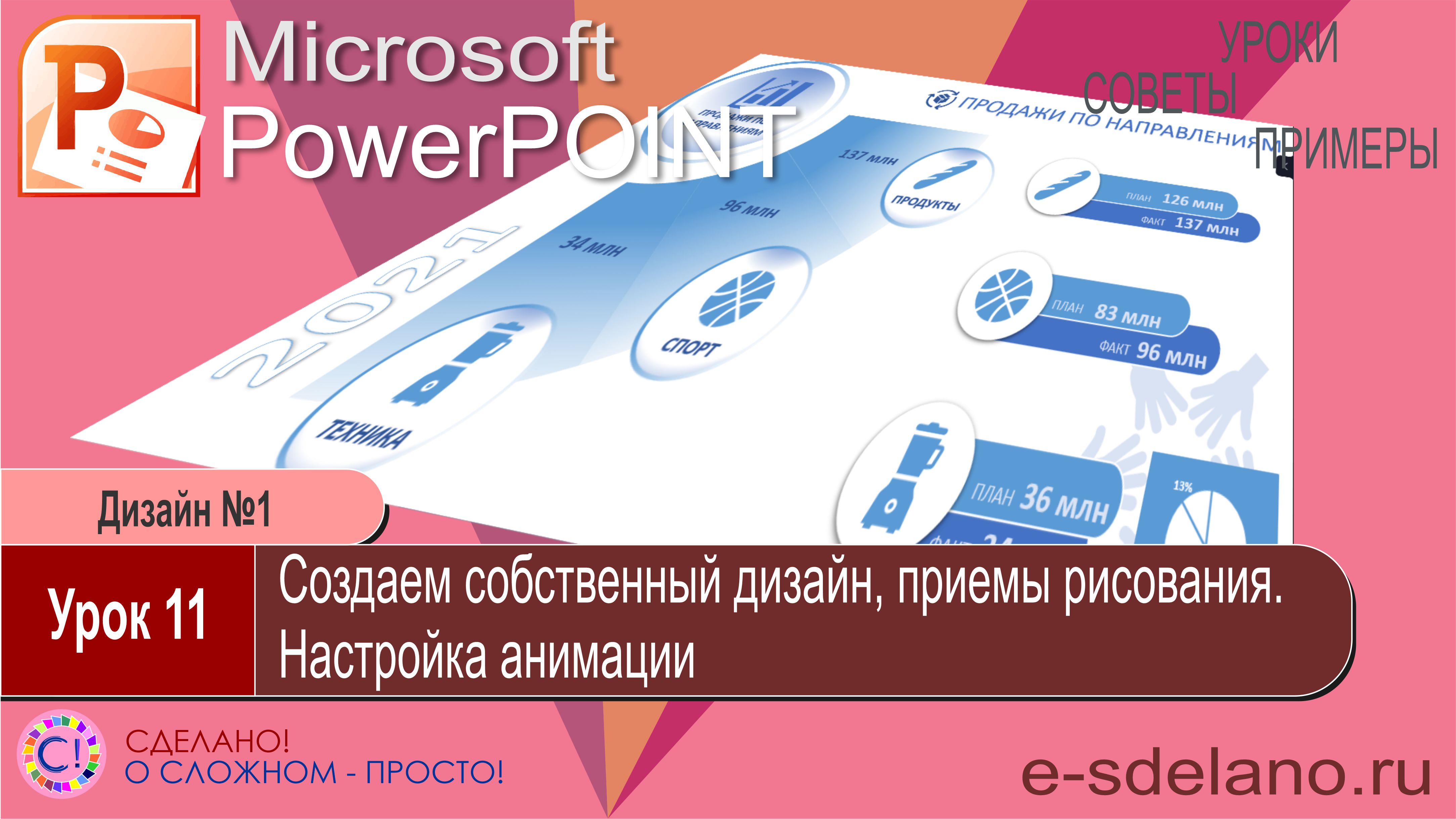 PowerPoint. Урок 11. Создаем собственный дизайн. Настройка анимации