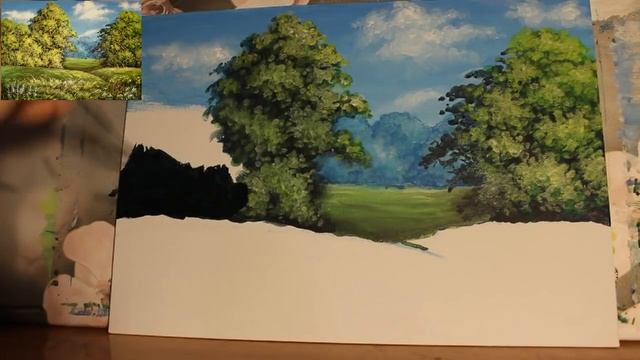 Как нарисовать пейзаж АКРИЛОМ / Подробный видео урок для начинающих смотреть онлайн