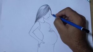 Pencil drawing of mother feeling towards Baby /pencil drawing of Baby