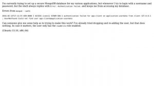 Unix & Linux: MongoDB authentication failed?