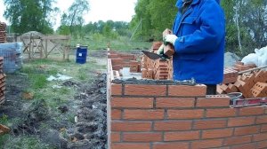 Ккладка угла из мелкоформатного кирпича (облицовка)