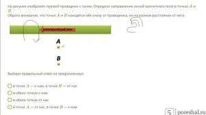 На рисунке изображён прямой проводник с током