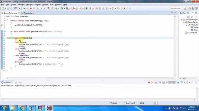 How to use enum in a switch statement? - enum SiteInfo | Java enum | enum in Java | Java Tutorial