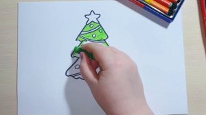 Как нарисовать новогоднюю ёлку - урок рисования для детей