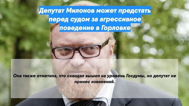 Депутат Милонов может предстать перед судом за агрессивное поведение в Горловке