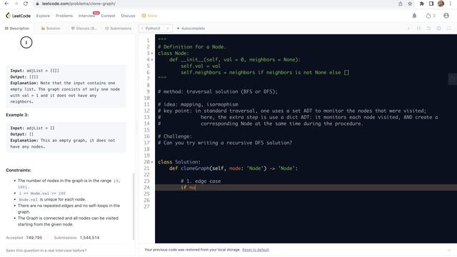 Leetcode 133. Clone Graph - DFS/BFS with mapping смотреть онлайн