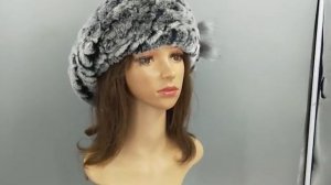 Меховой вязаный берет