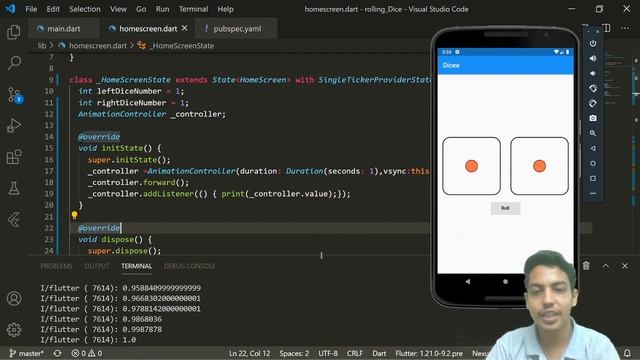 Animations in ROLLING DICE Game | Flutter Series 2020 , Episode #16