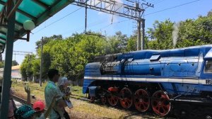 Алиса с мамой пришли посмотреть на Ретро-поезд.