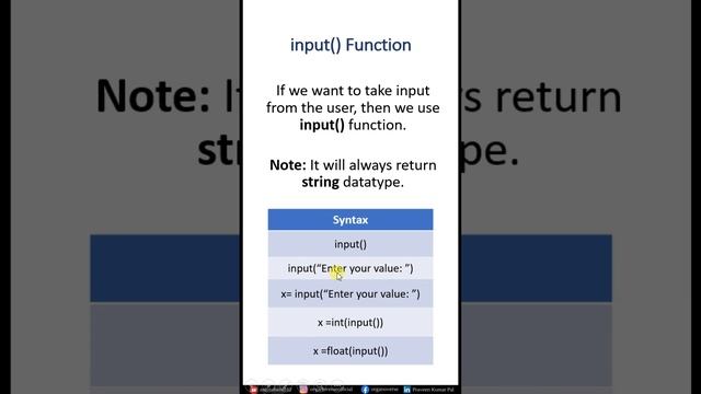 #26 - How to take user input in Python | Python Tutorial | Praveen Kumar