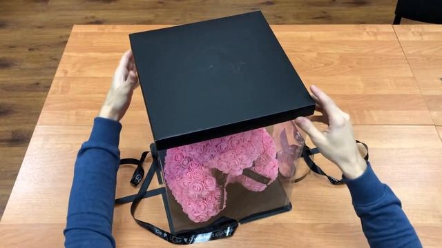 Розовый мишка из роз 40 см. Видео обзор смотреть онлайн