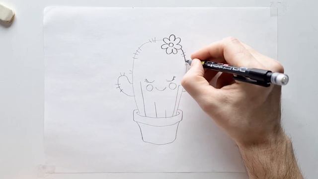 How to draw a cactus in a pot step by step смотреть онлайн