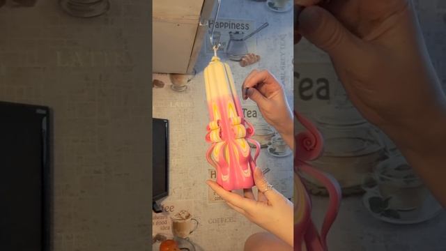 Резная свеча розовый