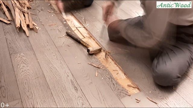 Ремонт массивной доски заменой планок. Ремонт паркета. Авторский #паркет AnticWood
