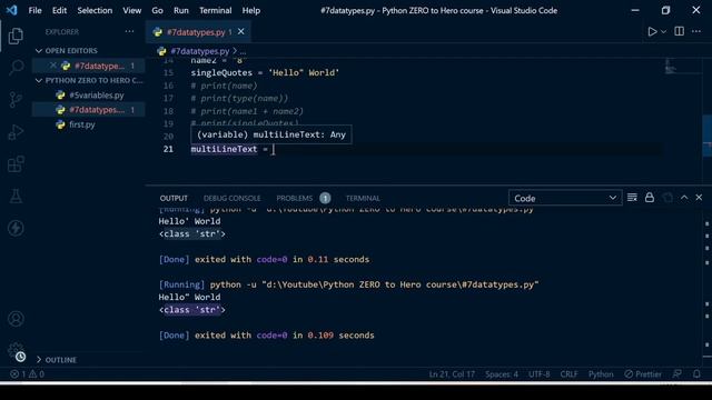 Datatypes In Python In Hindi ? | Python ZERO To Hero Course In Hindi #7