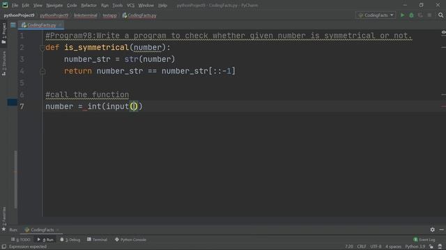 Check Symmetrical Number | Program 98 | Solutions For Python 100 Exercises | CodingFacts