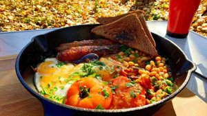 Английский завтрак на финской свече. English breakfast recipe