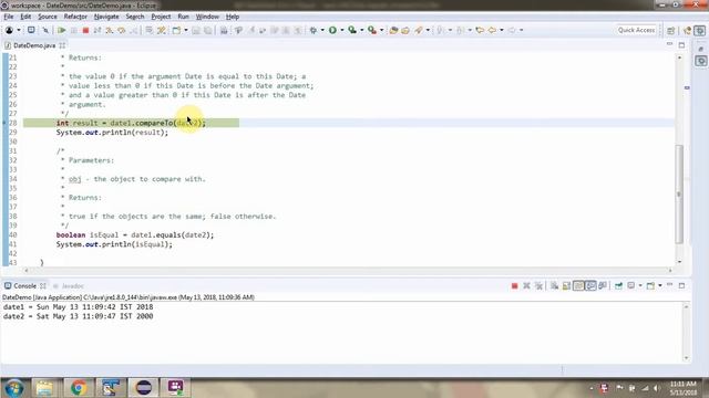 How to use equals(Object obj) and compareTo(Date anotherDate) methods of Java.util.Date?