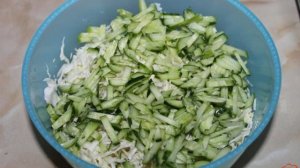 Легкий салат из капусты с огурцом и болгарским перцем