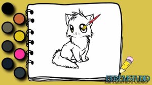 Рисуем аниме кота Раскраска Как нарисовать кота Draw anime cat