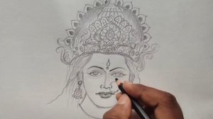 How to draw Maa Durga face pencil sketch for beginners step by step || pencil art Maa Durga