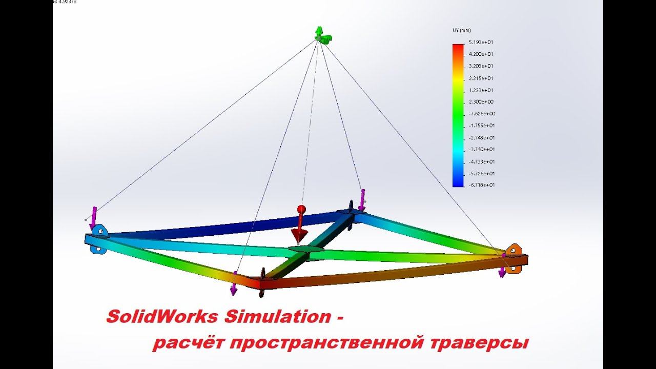 #solidworks #simulation - Расчёт пространственной траверсы. Расчёты металлоконструкций смотреть онлайн