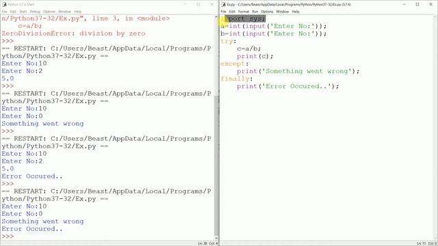#31 Getting Start With Python | Exception Handling in Python | try | except | finally | User Define