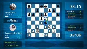 Chess Game Analysis: Arunangshu Saha - Acme2023 : 1-0 (By ChessFriends.com)