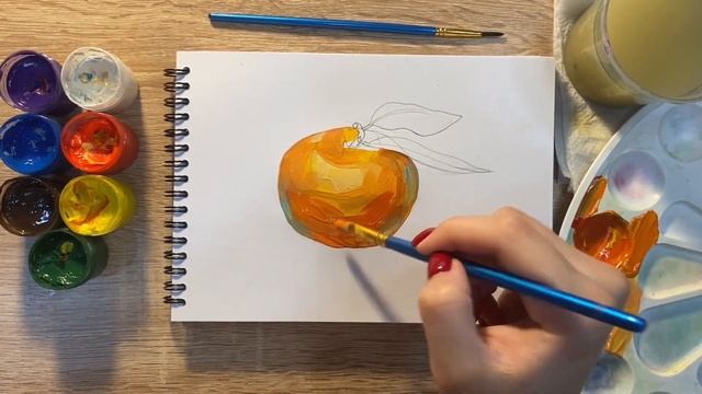 Как нарисовать мандарин карандашом и гуашью для детей | Рисунок поэтапно для срисовки смотреть онлайн