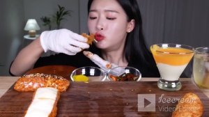 ASMR MUKBANG Long Spicy Fire Chicken Noodle Wraps ? Cheese Pork Cutlet_Fume