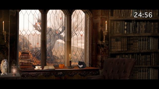 Harry Potter Inspired Autumn Desk🍁⚡️🦉📜 Pomodoro Study session 25/5 + Music breaks смотреть онлайн