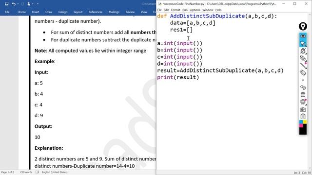 Accenture Coding Questions Solutions | Distinct and Duplicate Integers | #coding #accenture #skills