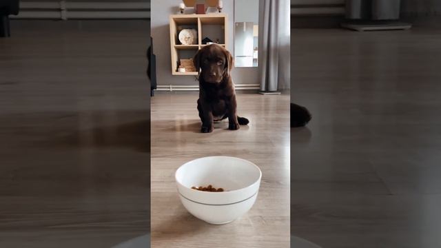 Щенок лабрадора, 2 мес. Учу есть по команде. #dog #blacklab #puppy #yellowlab #labradorretriever