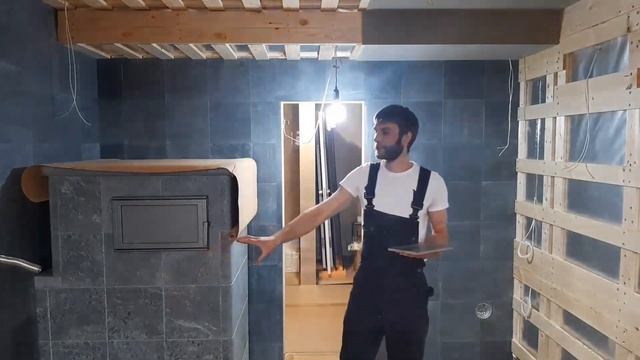 Баня из ольхи и камня. Потолок в парилке. смотреть онлайн