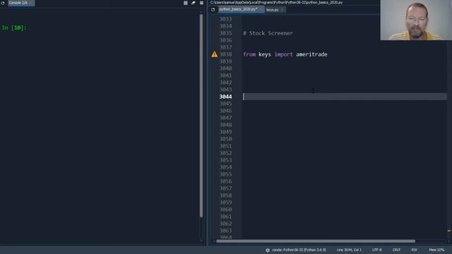 Python Basics Tutorial API Key Management || Ameritrade API Part 4 || Stock Screener