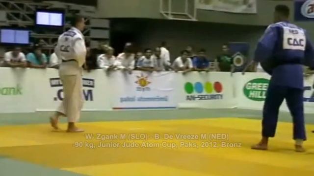 Judo 2012 Paks -90kg W- Zgank M (SLO) - B- De Vreeze M (NED) (Bronz) (IPPON) Junior Atom Cup смотреть онлайн