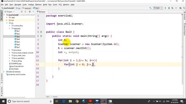 Bài tập Java: Bài 1.3: Vẽ tam giác số đối xứng смотреть онлайн