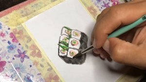 Как нарисовать суши/роллы/рисунок/фастфуд/еда/красками/акварель