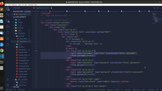 Django Ecommerce Website | User Registration & Login | Part 14 | Django Tutorial смотреть онлайн