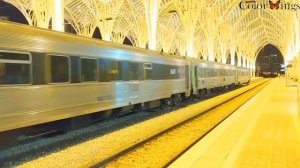 Lisbon Oriente Railway Station (Gare do Oriente) | Express departing slowly from Lisbon , Portugal