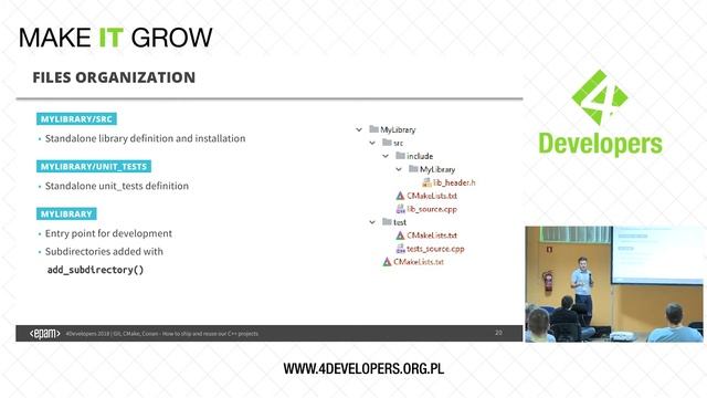 4Developers 2018: Git, CMake, Conan - How to ship and reuse our C++ projects (Mateusz Pusz)