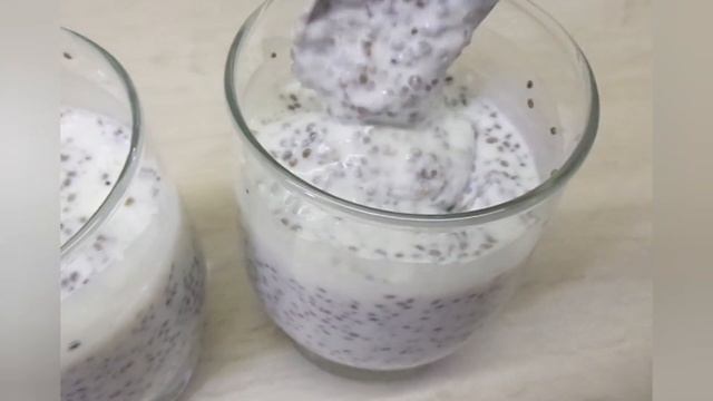 Семена Чиа с кефиром и манго. Полезный перекус.