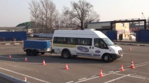 Параллельная парковка автобус с прицепом