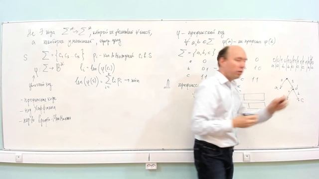 ДМ 1 курс - 7 лекция - коды, префиксные коды, алгоритм Хаффмана, неравенство Крафта-МакМиллана