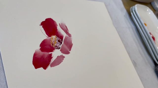 Simple Chinese Painting Camellia by Ning Yeh on Pre-mounted Xuan Paper смотреть онлайн